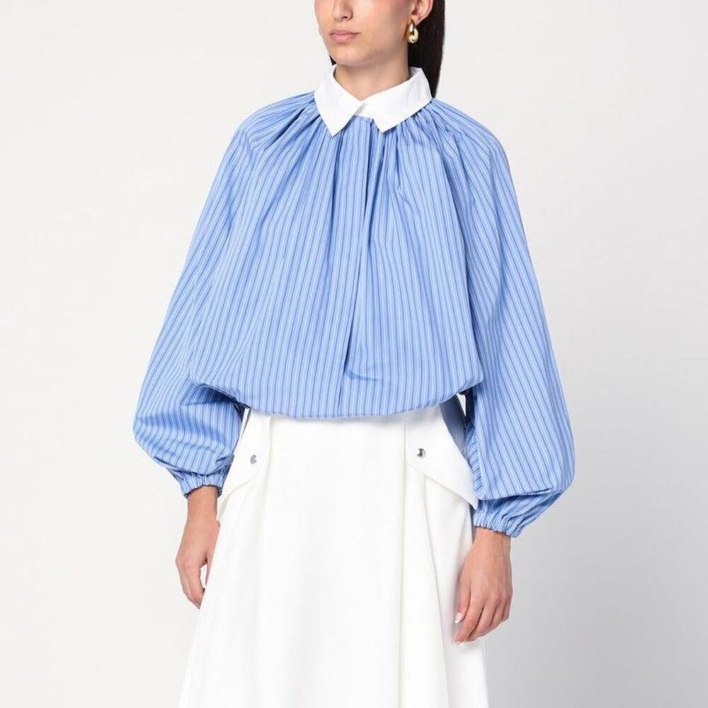 PATOU Striped Collared Blouse Women BLUE Shirts